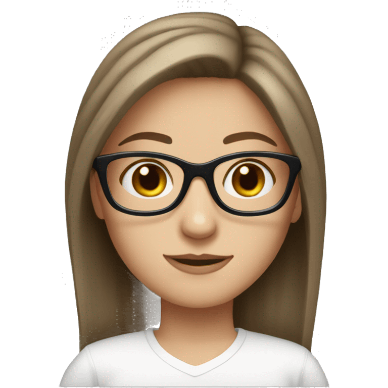 brown hair white girl with black glasses emoji