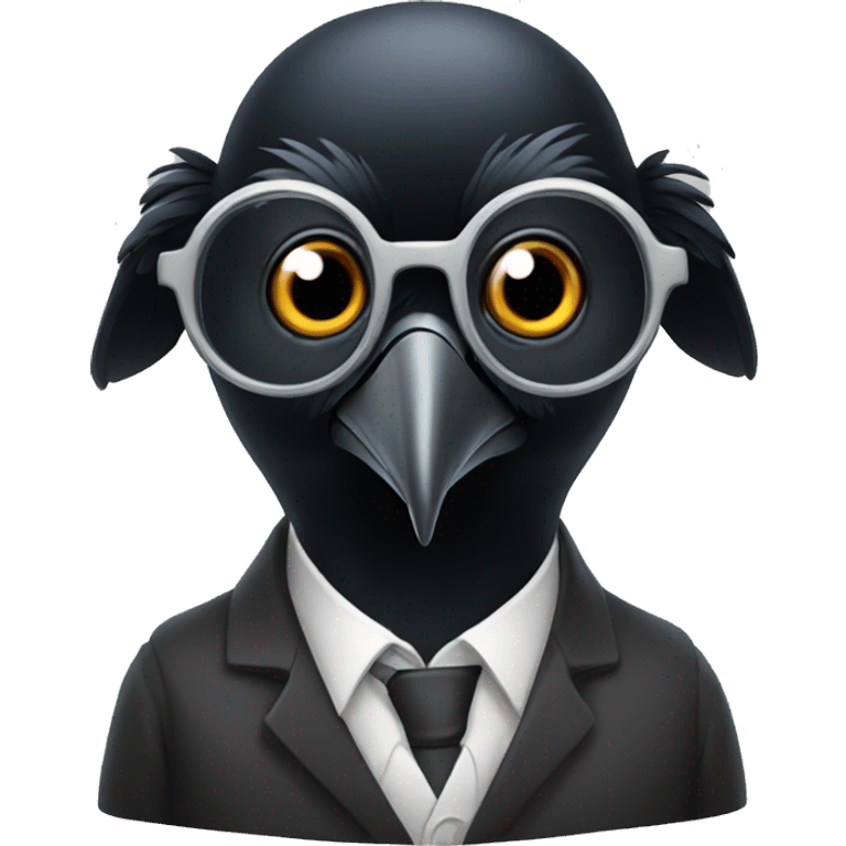 crow with scientist glasses emoji