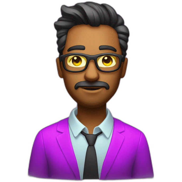 the boss of a web developer in neon style without a beard emoji