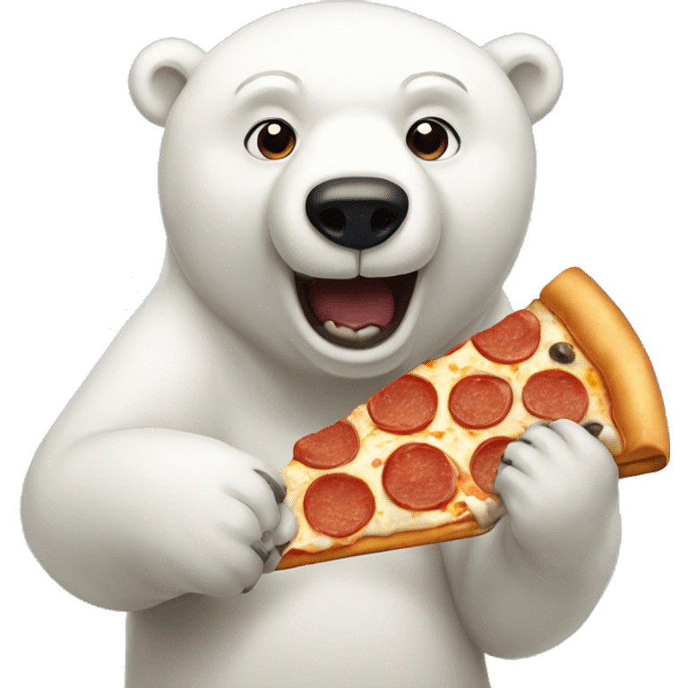 Polar bear eating a pizza emoji