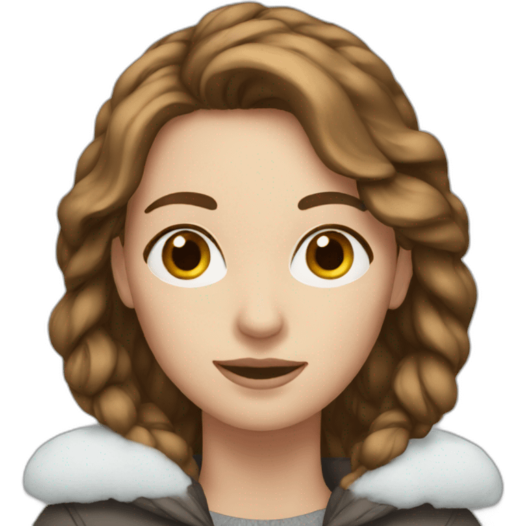 White Woman with brown hair and snow emoji