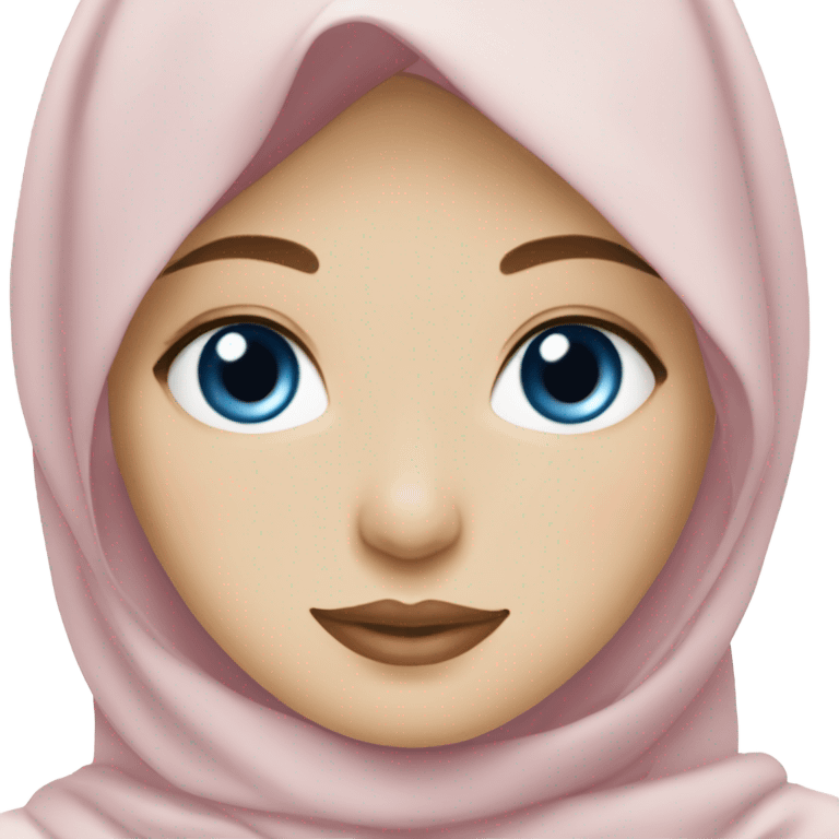 hijabi with pale skin blue eyes pretty and light pink lips emoji