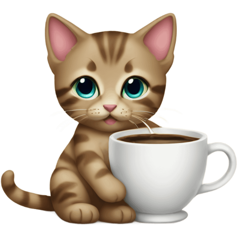 kitten with coffee emoji