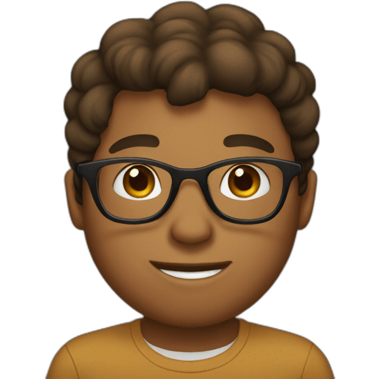 Brown boy wearing glasses and a muzzle emoji