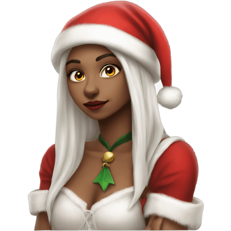 rogue female elf fantasy wearing santa hat emoji