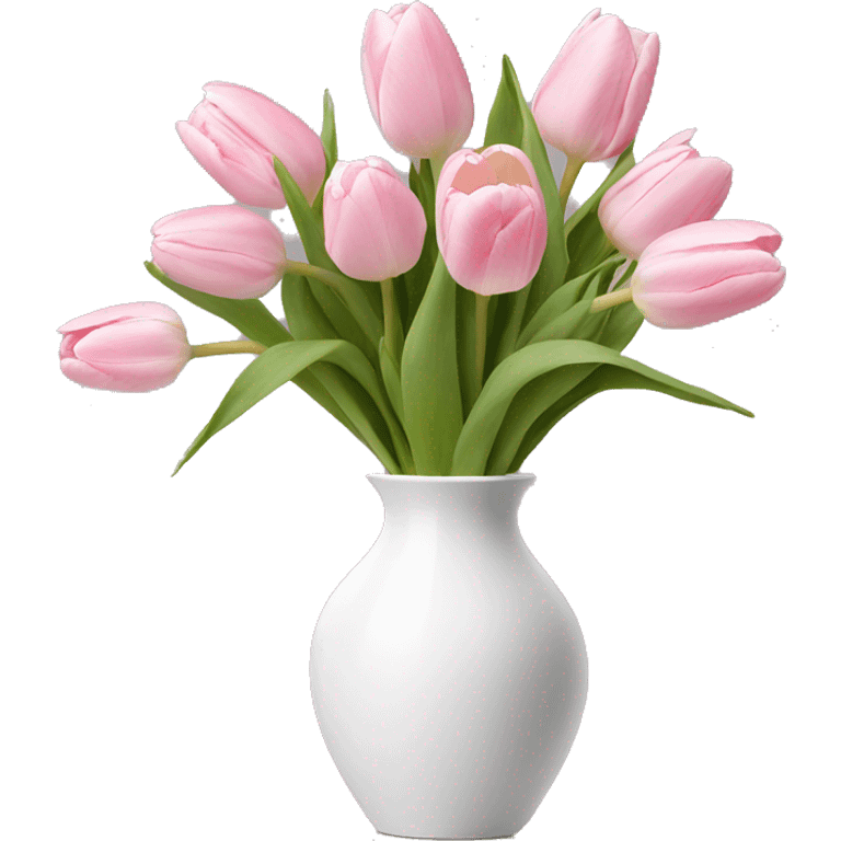 Light pink tulips in white vase emoji