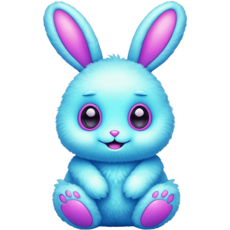 alien kawaii neon puffy  fluffy easter bunny  emoji