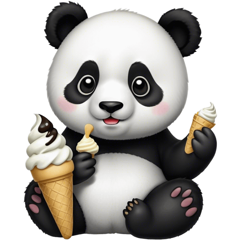 Panda eating ice cream emoji