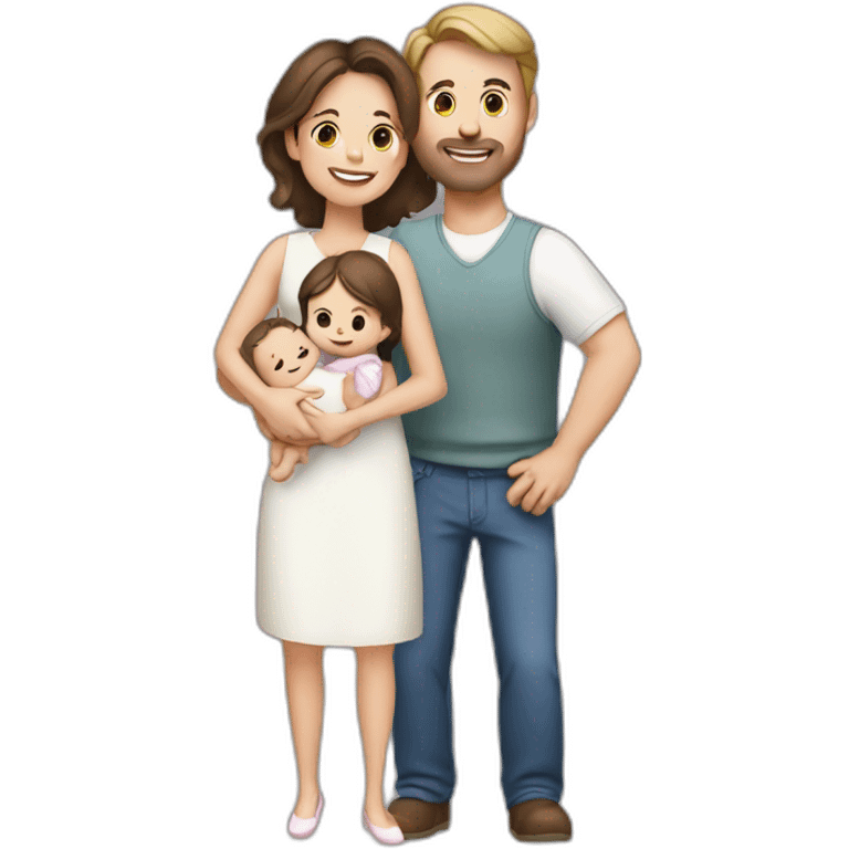 white brunette Husband and wife carrying their infant little daughter emoji