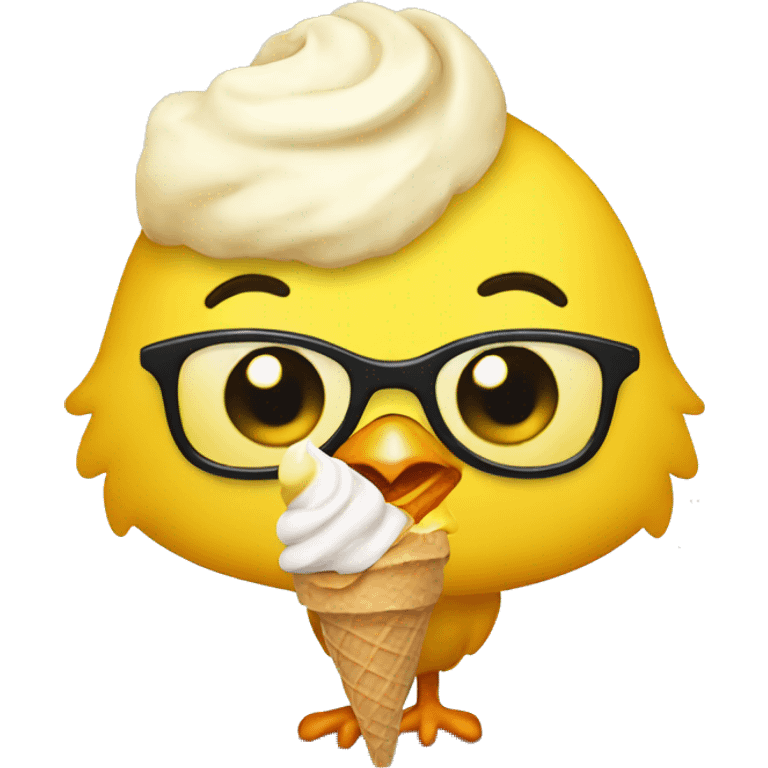 Yellow chick with ice cream  emoji