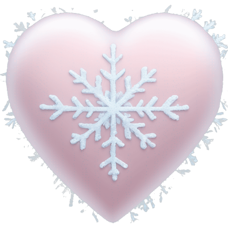 frozen icy pale pink heart with snowflakes on top emoji