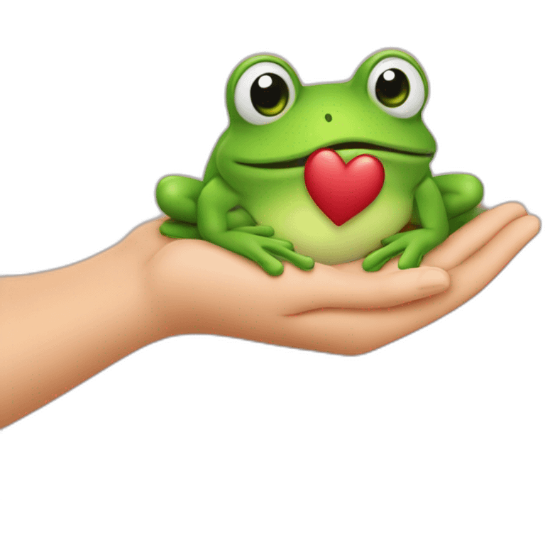 Grenouille qui tient un coeur dans ses mains emoji