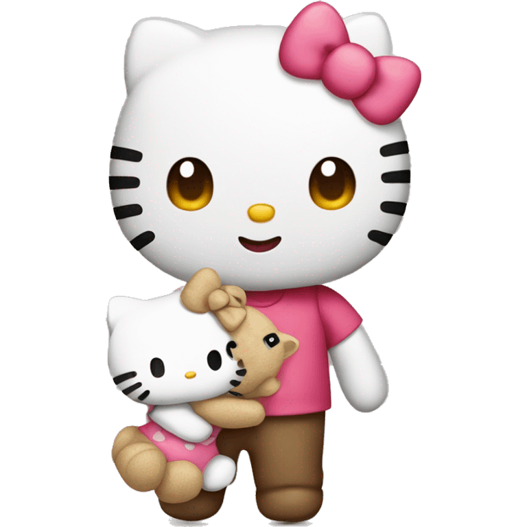 Hello kitty holding a teddy bear emoji