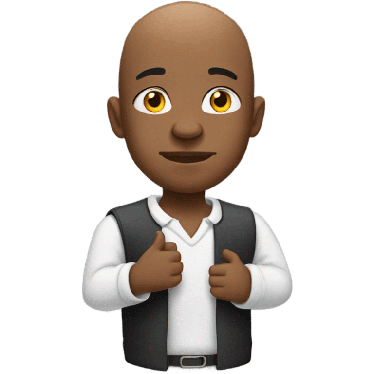 Bald black man rubbing hands emoji