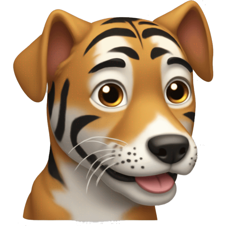 Un perro hablando con un tigre emoji