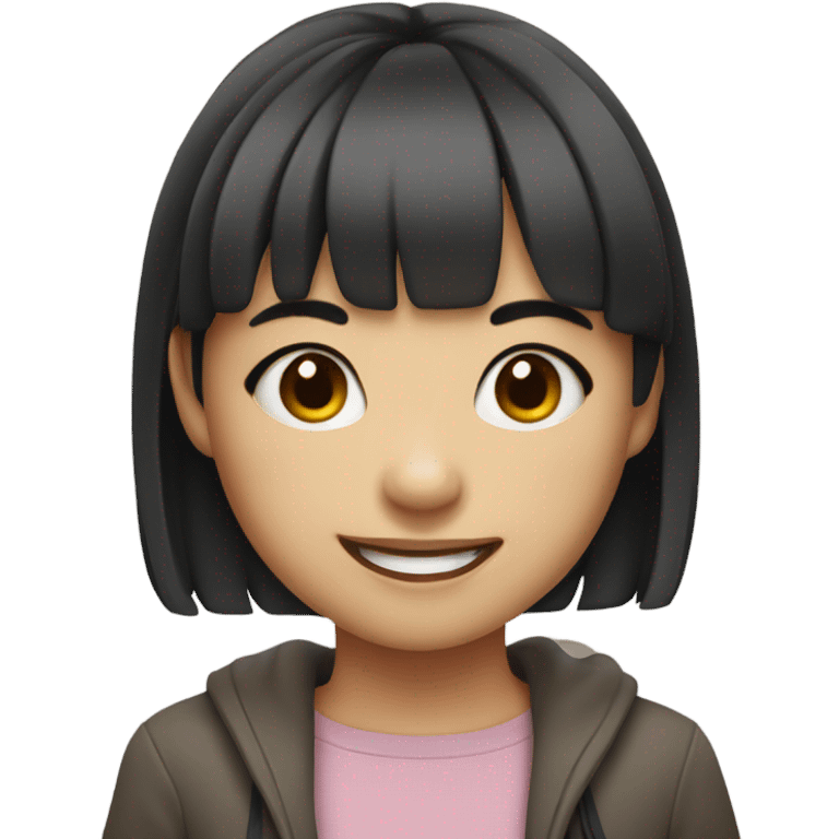 Cute Asian girl with bangs ￼ emoji