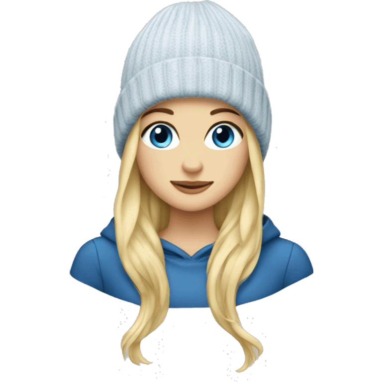 Blonde girl with blue eyes wearing a beanie emoji