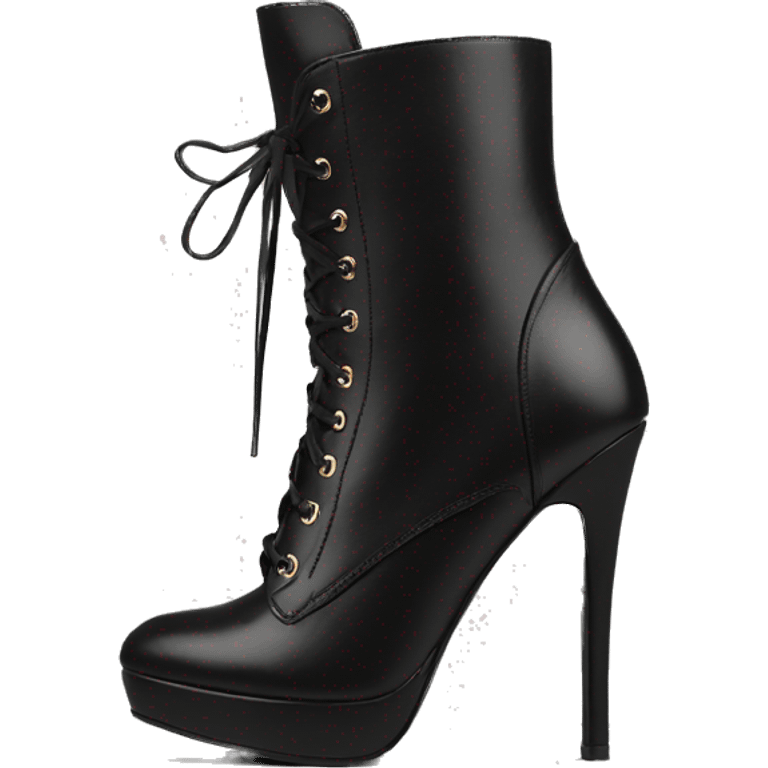 Black tall High heel boot lace up leather tall emoji