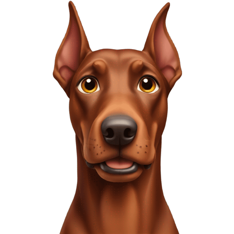 Red Doberman without cropped ears face facing front happy expression  emoji