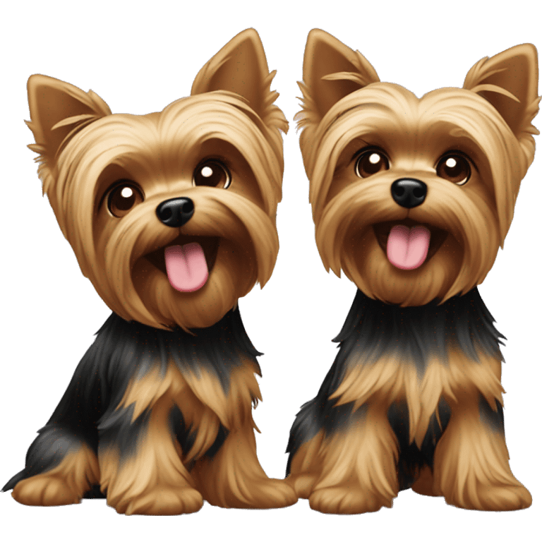 two yorkies playing emoji