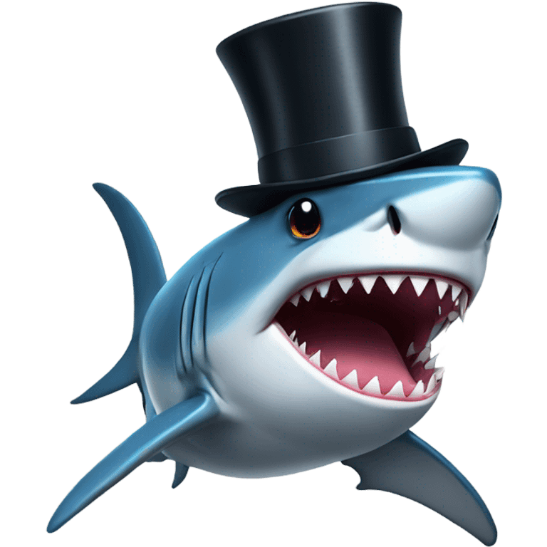 Shark with a top hat emoji