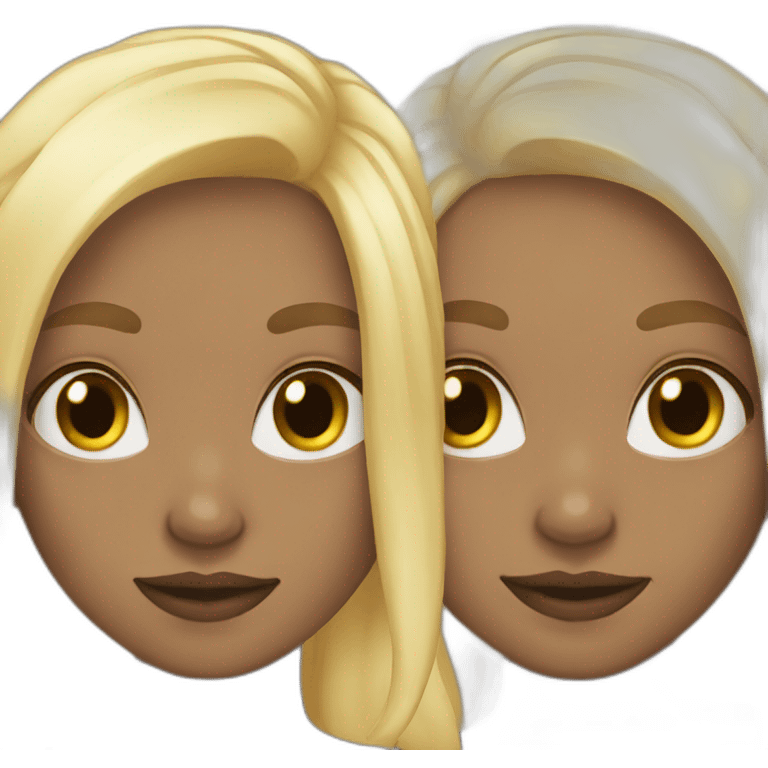 2 girls, blonde hair, dark skinned  emoji