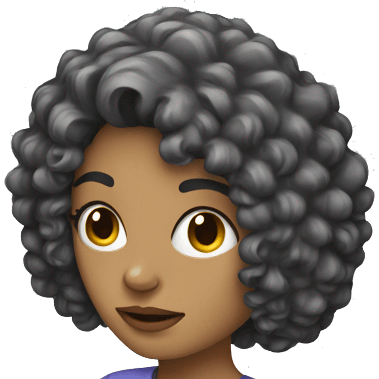 a woman with permed hair and a headset emoji