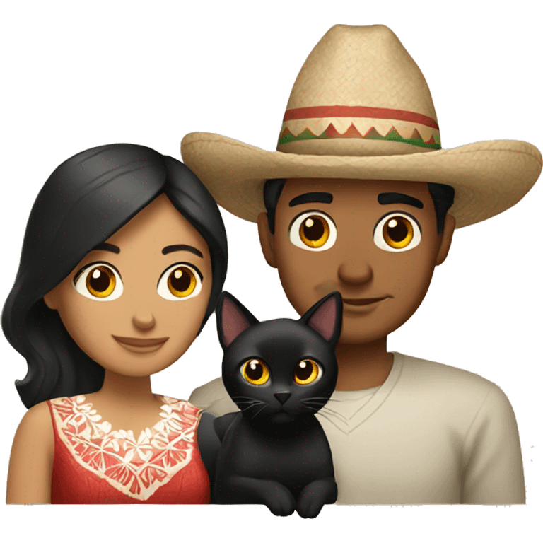 Mexican couple with black cat emoji