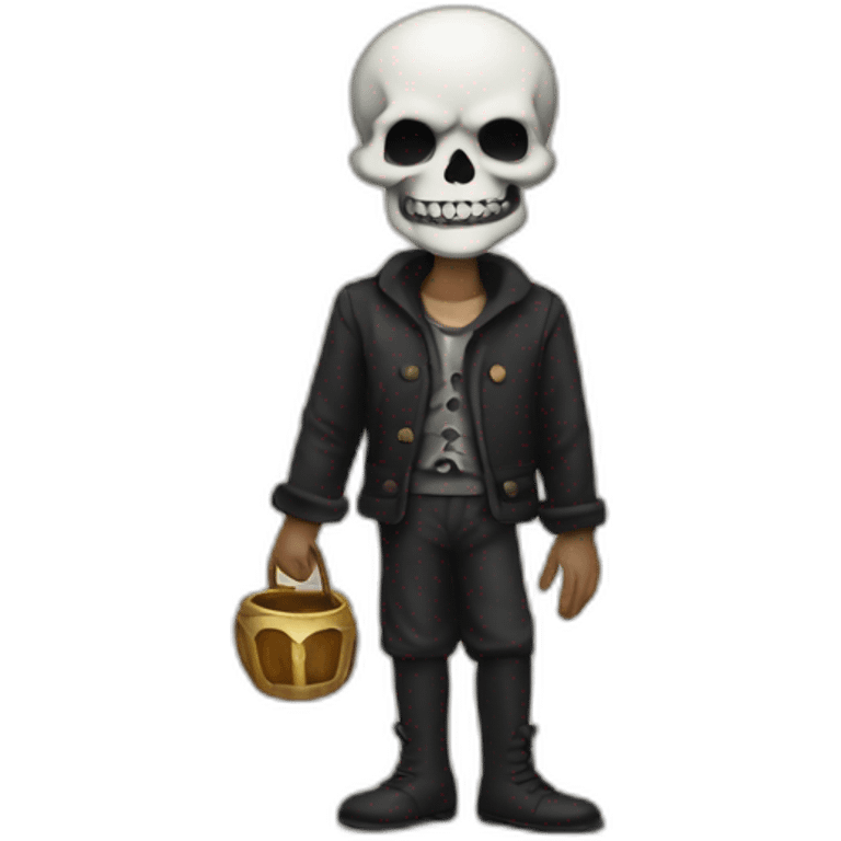 Hamlet with skull on hand emoji