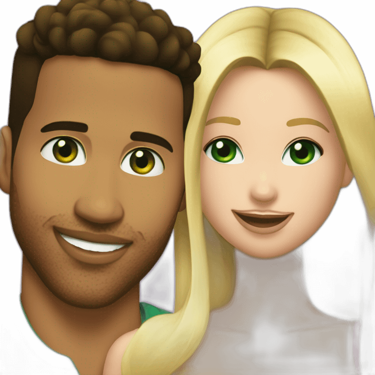 Romeo santos happy with blond girl and green eyes emoji