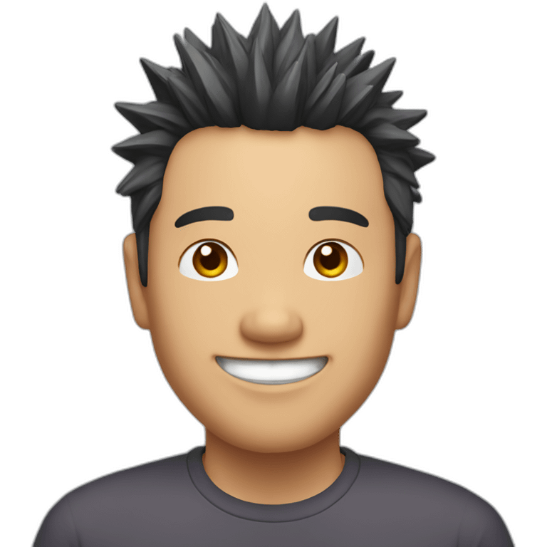 asian man 40yo with spiky hair smile emoji