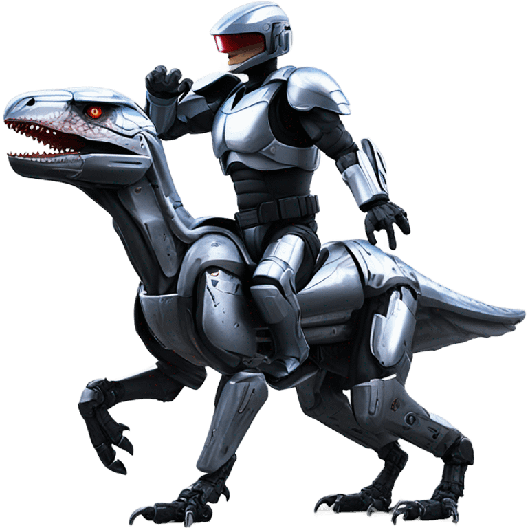 Robocop on a raptor emoji