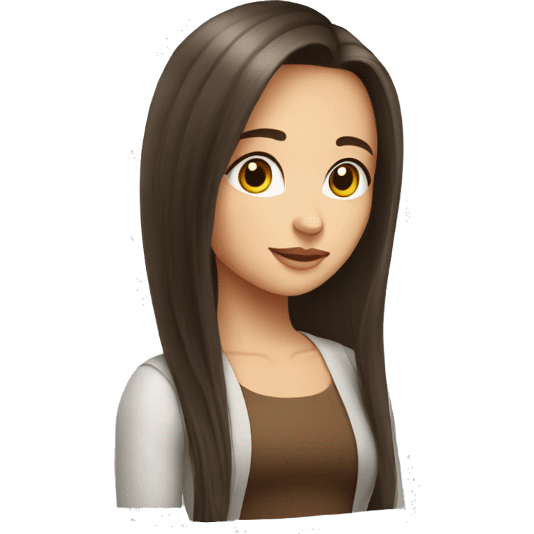 Brunette girl long hair old-money only head emoji