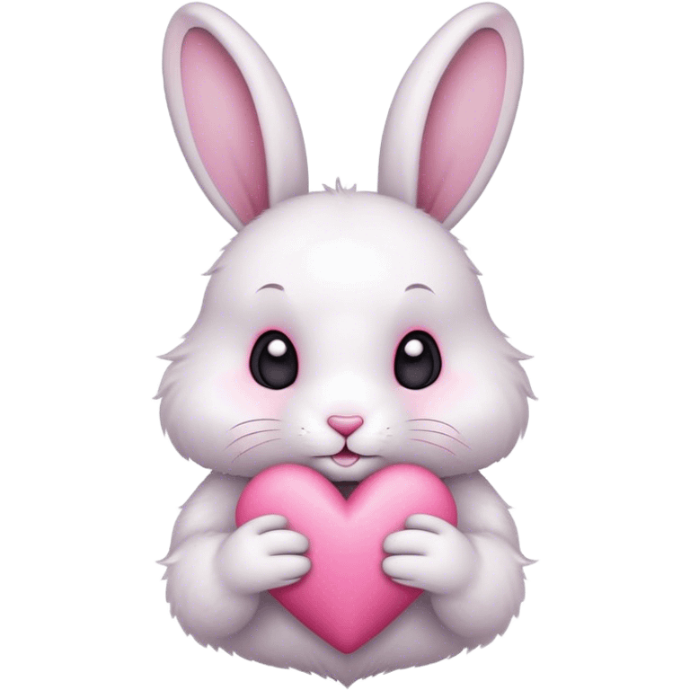 rabbit hold a pink heart for love emoji