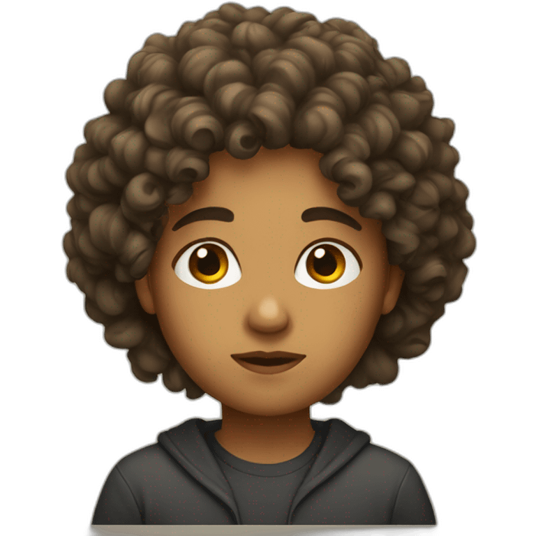 focused curly hair emoji