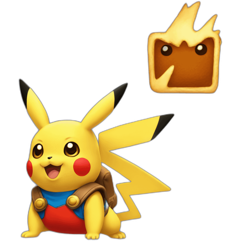 Pikachu, qui tient la main à Mario emoji