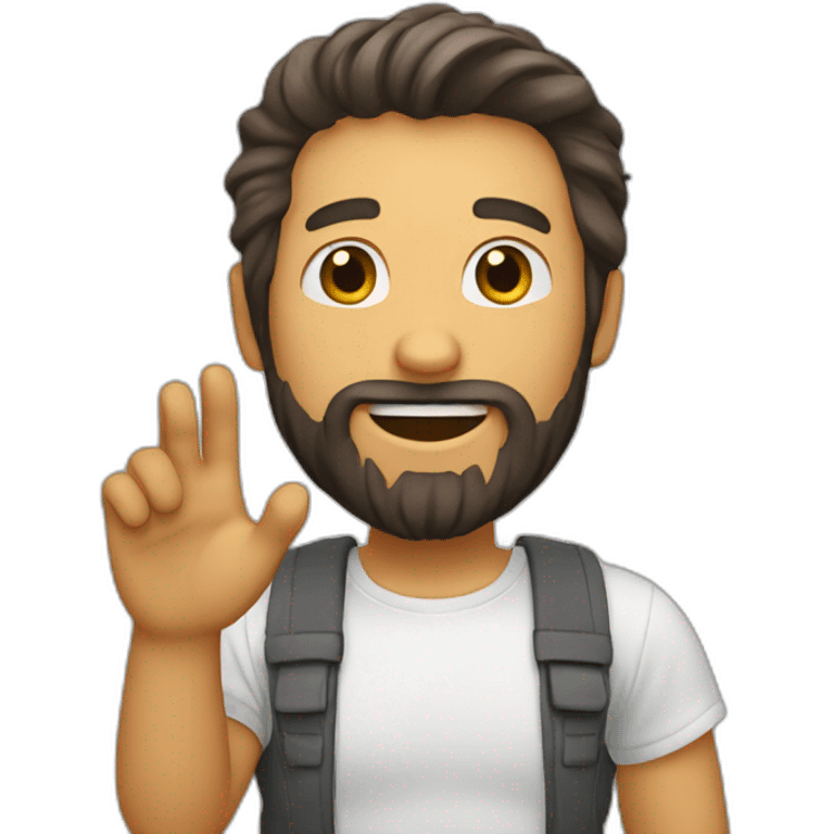 beard guy waving hand emoji