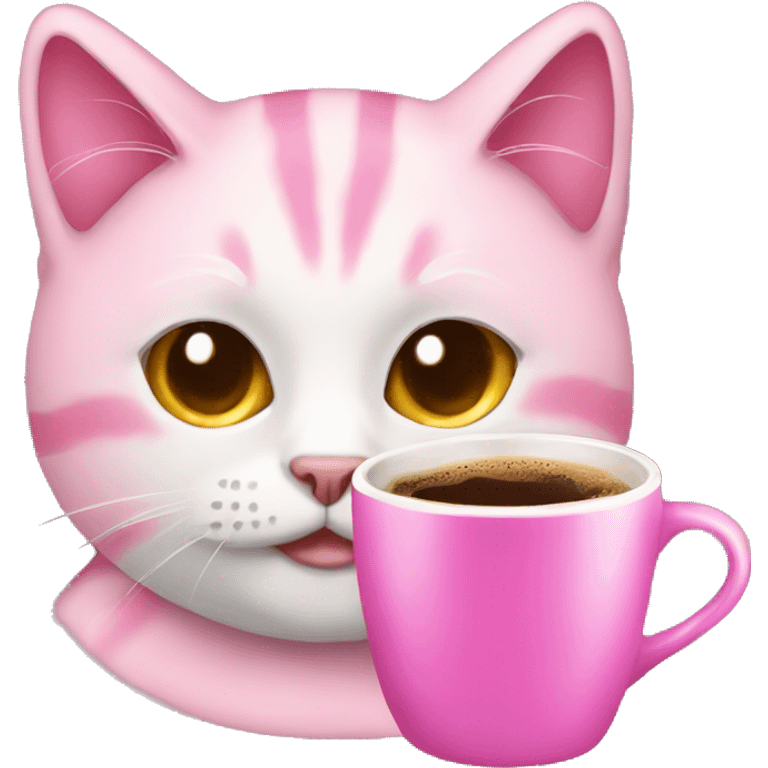 Pink сat with coffee emoji