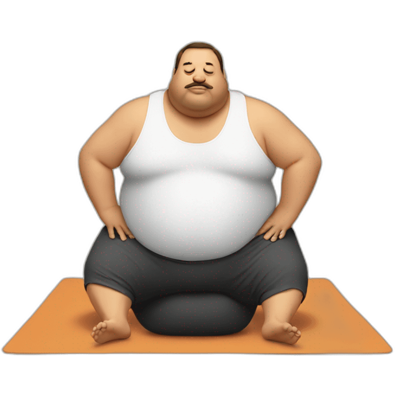 Fat man doing downward dog yoga pose emoji