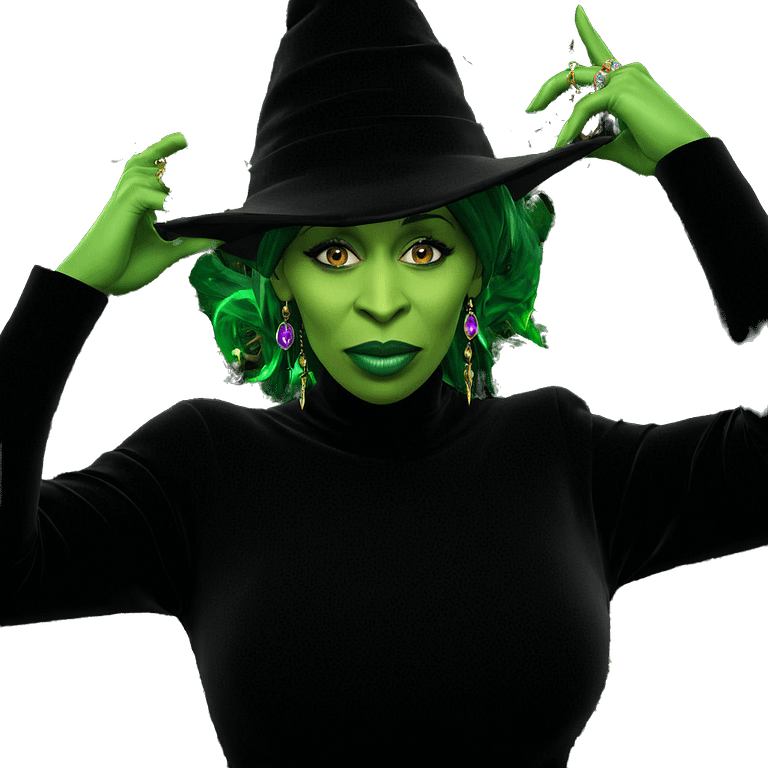 green witch with jewelry emoji