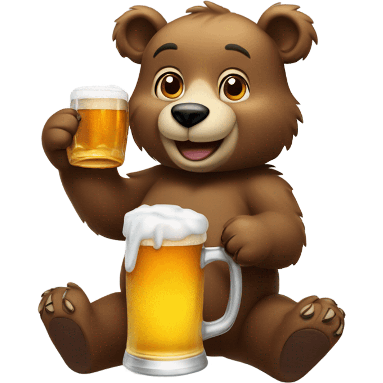 Beer drinking bear emoji