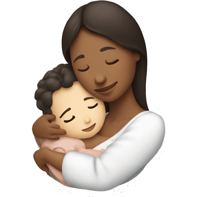 mother (brunette with white skin) hugging newborn son icon  emoji