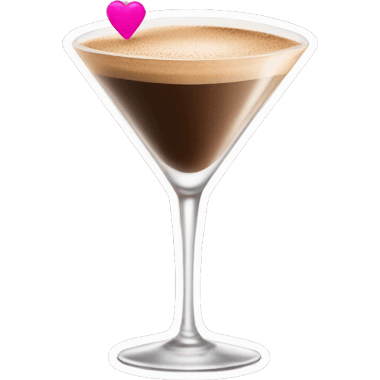 espresso martini with a pink lipstick kiss mark emoji