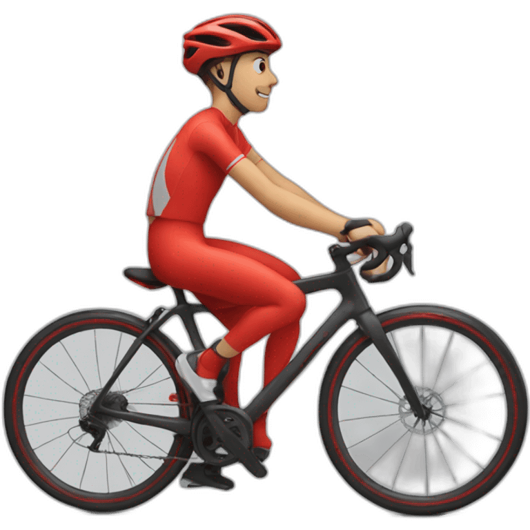 Cyclist with red rout bike emoji