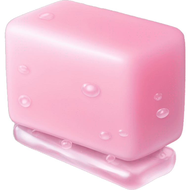 Light pink soap bar sitting on a soap holder, with soap bubbles  emoji