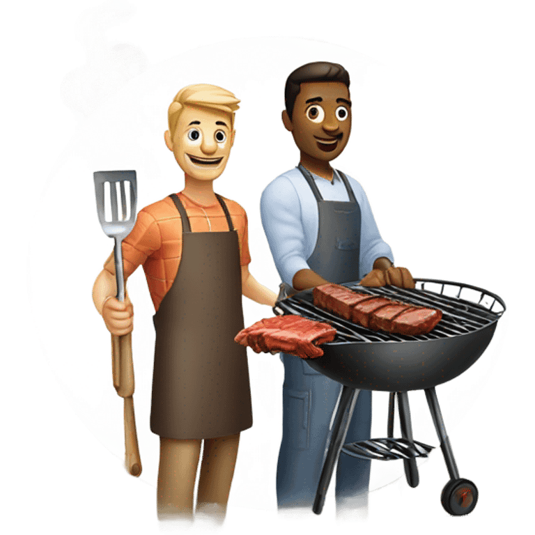 two men make barbecue  emoji