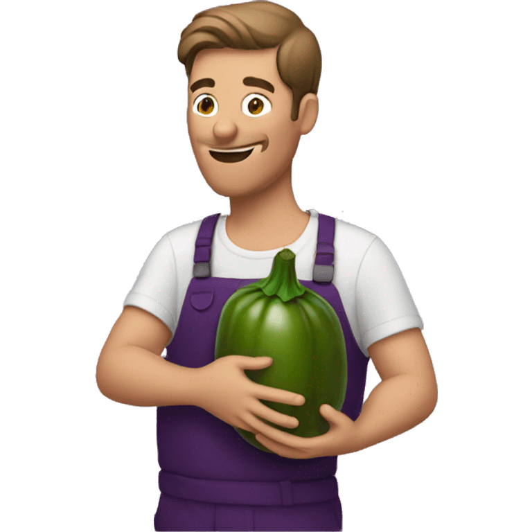 Man holding eggplant emoji