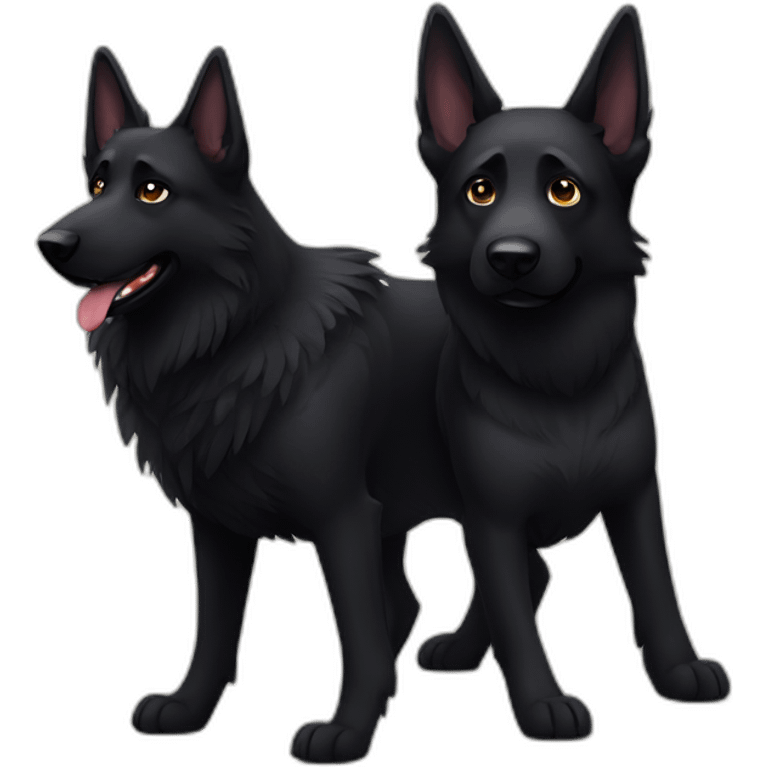 Black german shepherd and a raven emoji