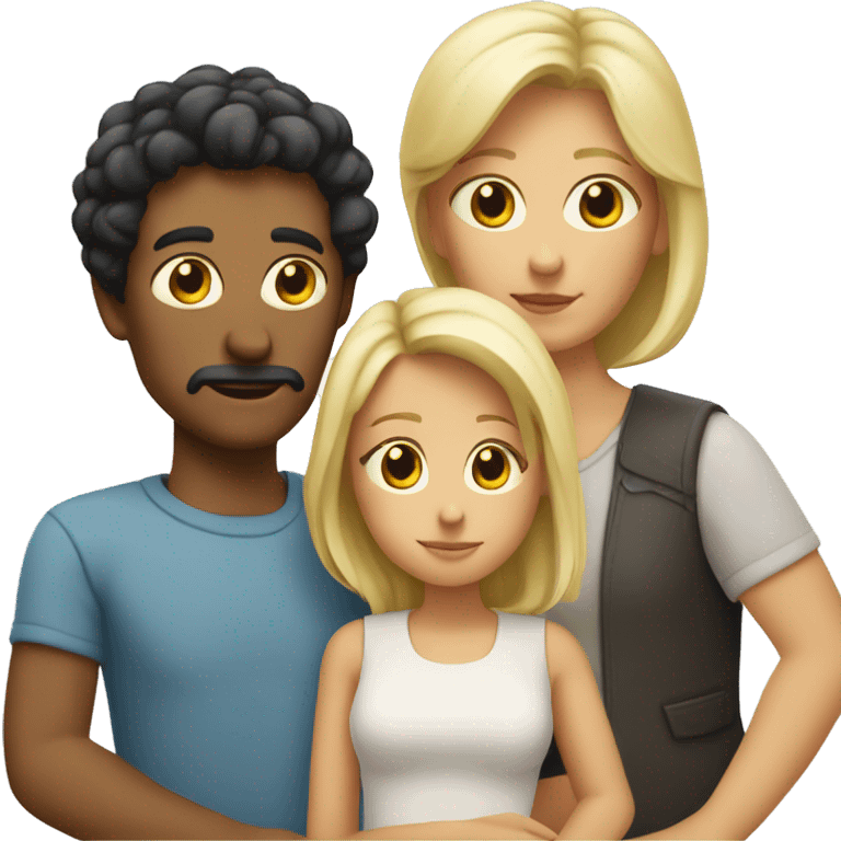 dark hair father and blond mother and two children emoji