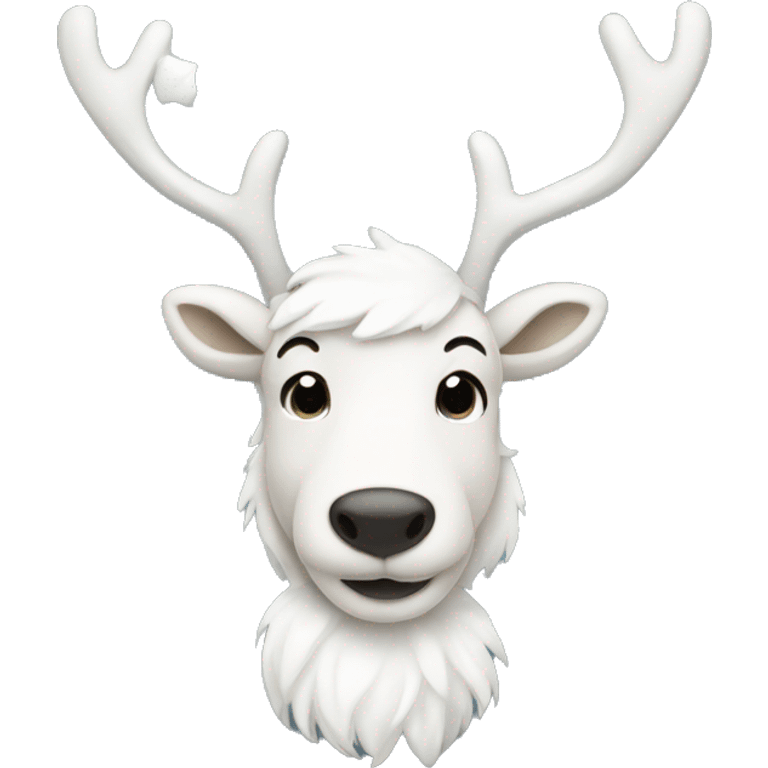 White reindeer wearing a bow emoji